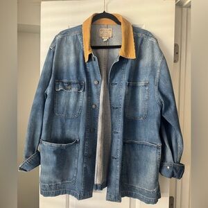 Ralph Lauren Blue Denim Shirt Jacket with Tan Collar
